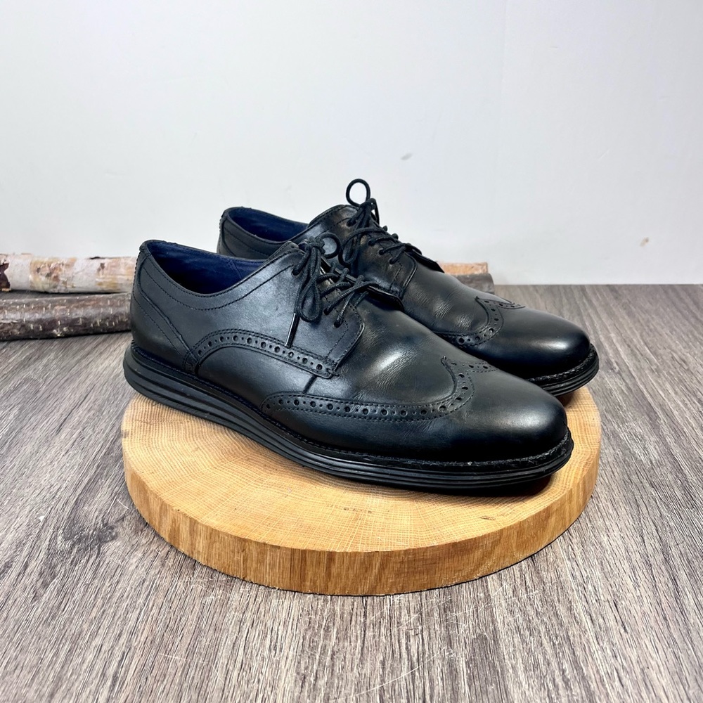 Cole Haan Black Leather Wingtip Oxfords